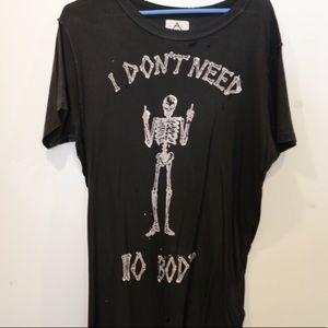 unif distressed skeleton tshirt